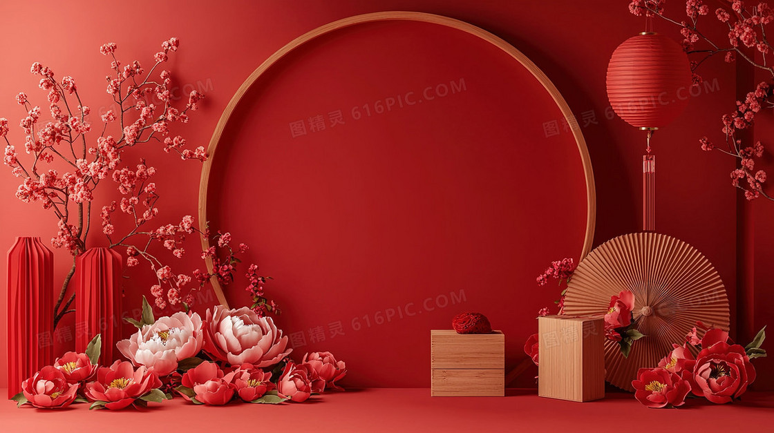 红色喜庆新年装饰背景
