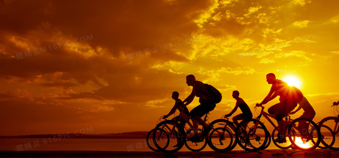 黃昏夕陽騎車背景