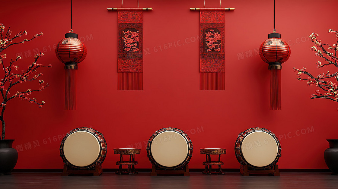 新年中国风鼓背景