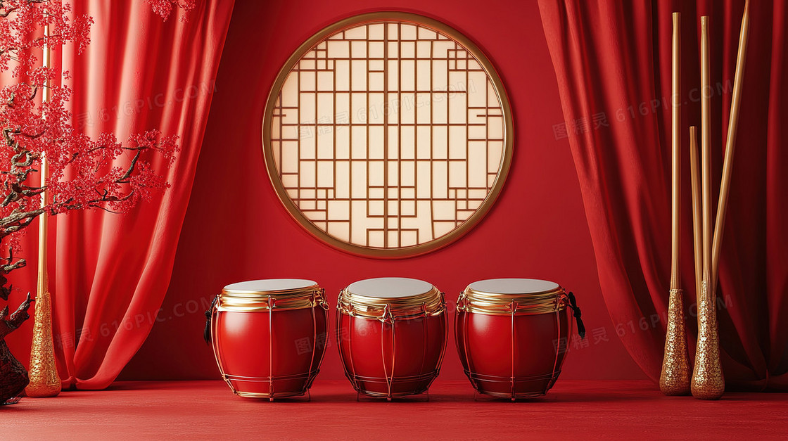 新年中国风鼓背景