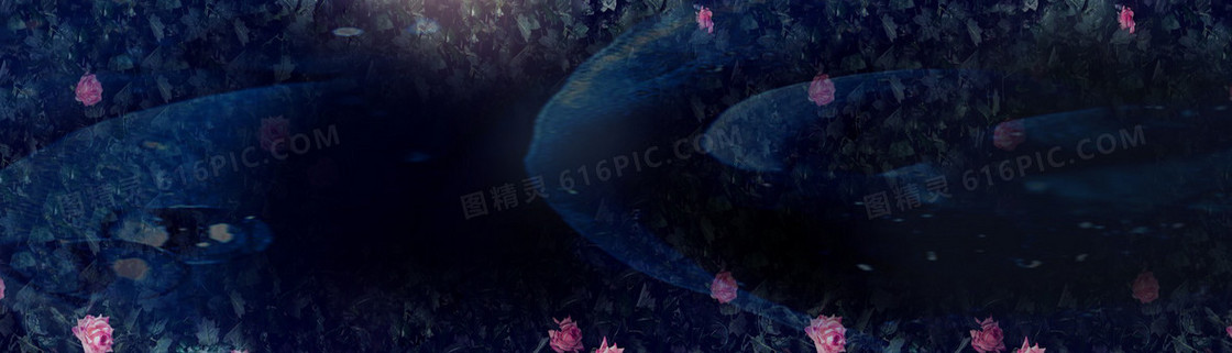 淘宝女裤牛仔裤深色花朵背景banner