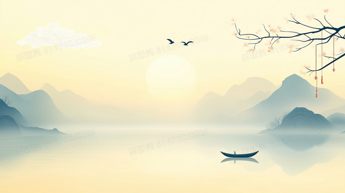 简约山水中国风背景