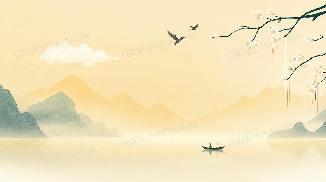 简约山水中国风背景