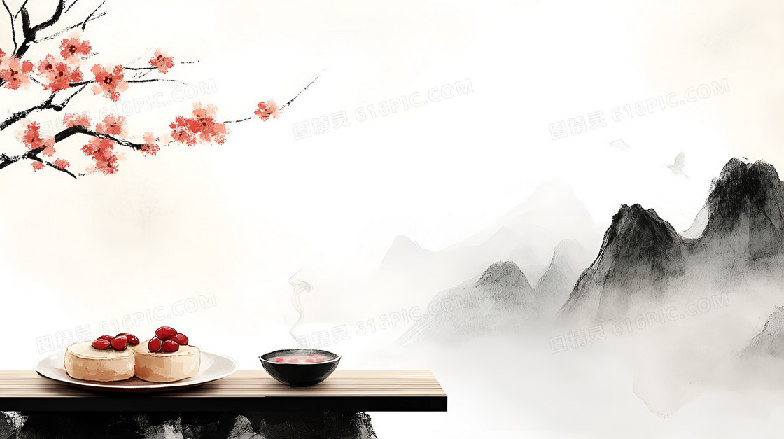 中国风重阳节美食背景