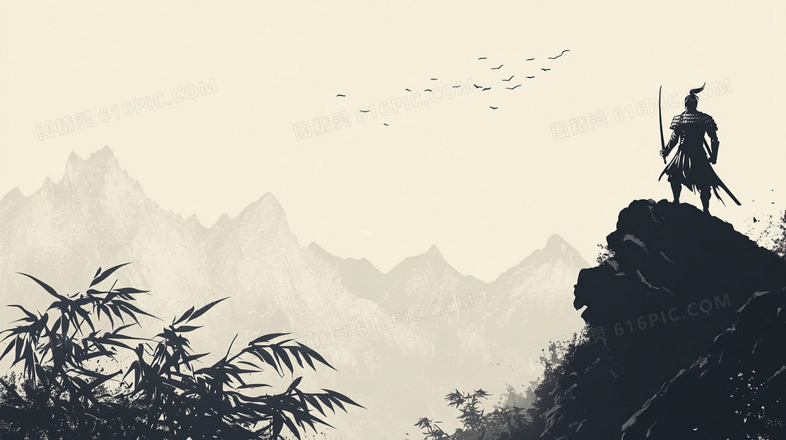 中国风水墨武侠背景