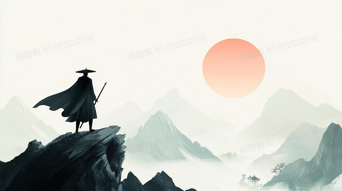 中国风水墨武侠背景