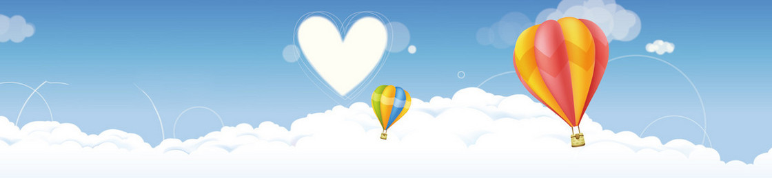 卡通天空心热气球背景banner