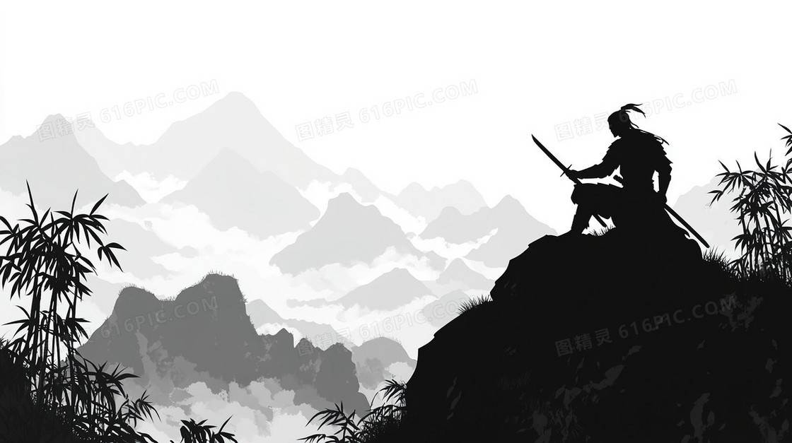 中国风水墨武侠背景