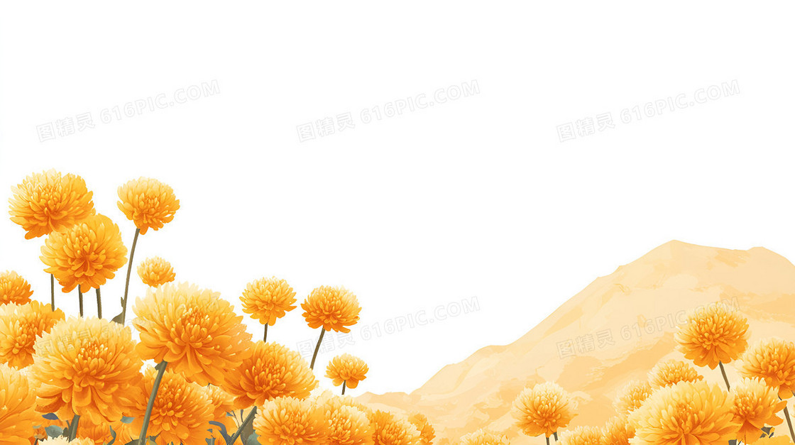 卡通风菊花重阳节背景
