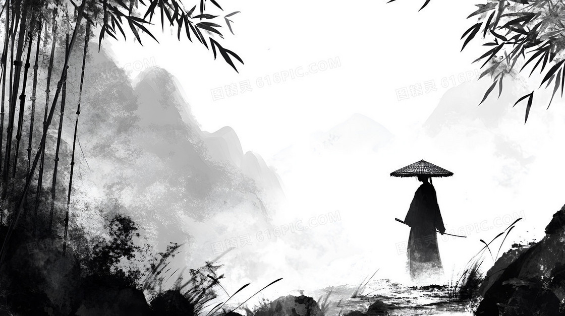 中国风水墨武侠背景