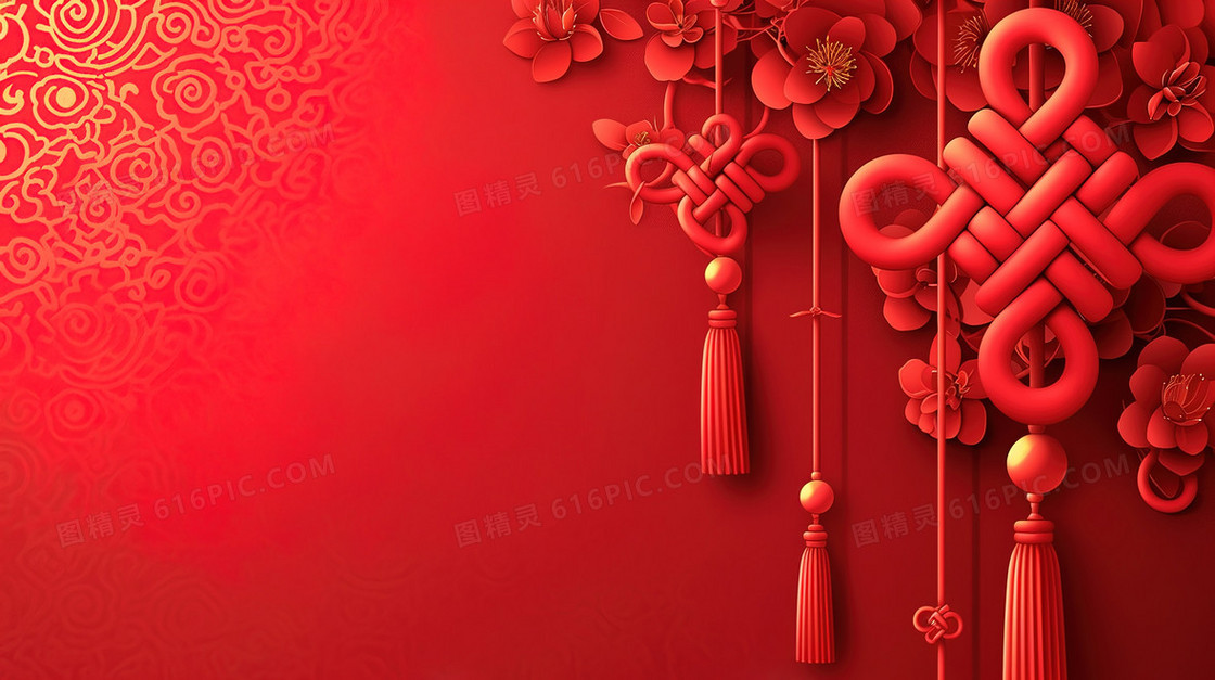 红色喜庆中国结背景