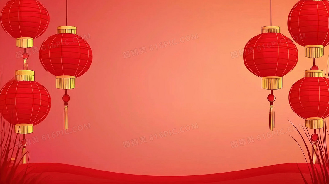 红色喜庆装饰灯笼背景