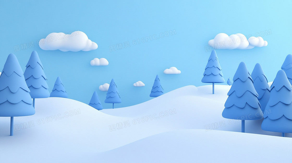 冬天C4D雪地雪景简约背景