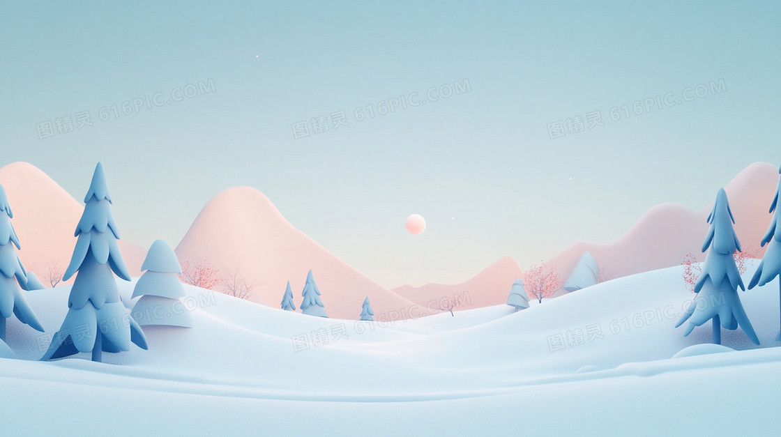 冬天C4D雪地雪景简约背景