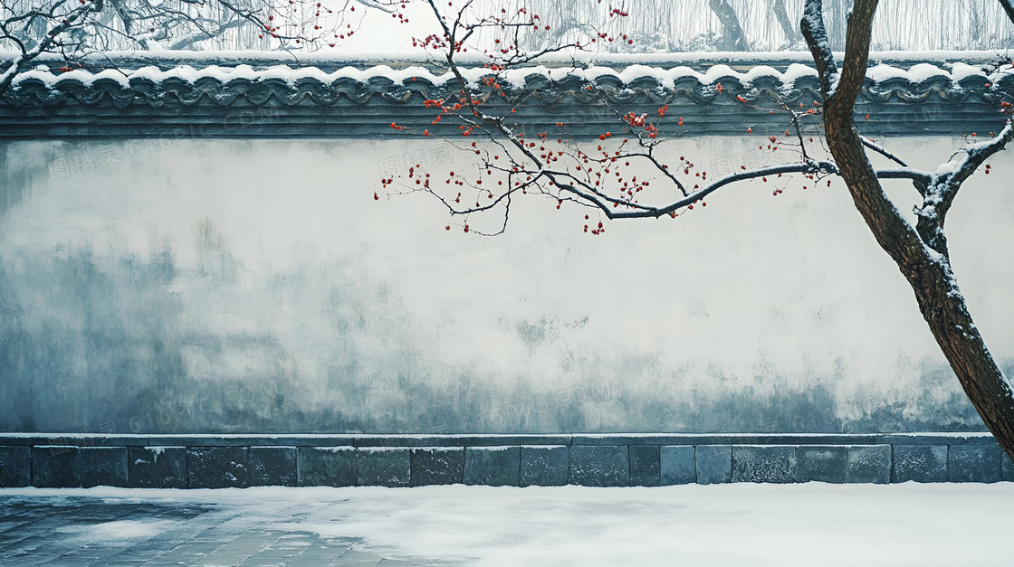 简约冬季屋檐背景