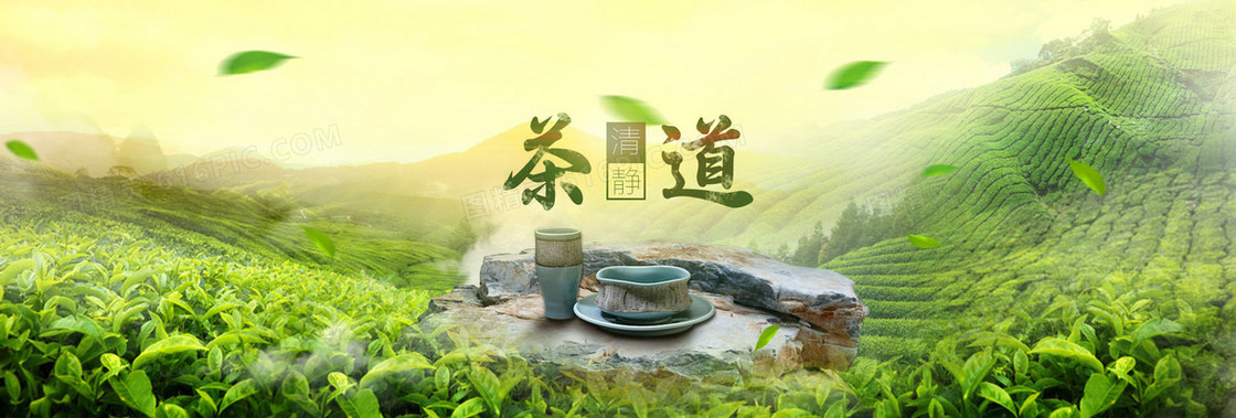 绿色小清新茶叶banner