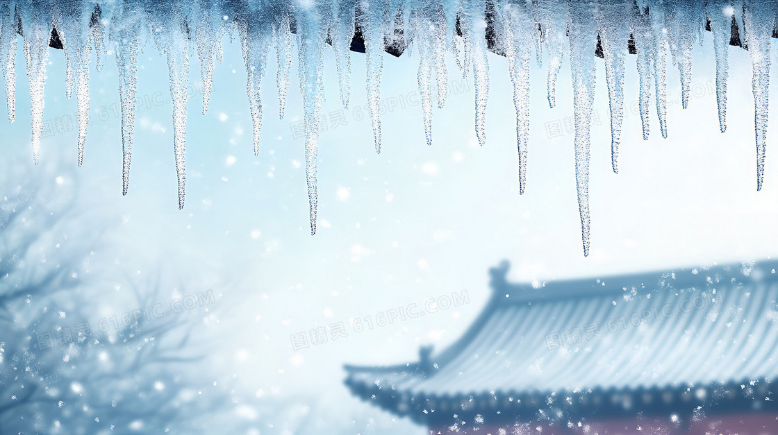 简约冬季屋檐背景