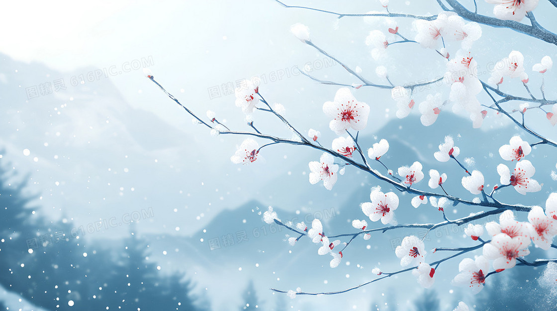 简约冬季花枝背景