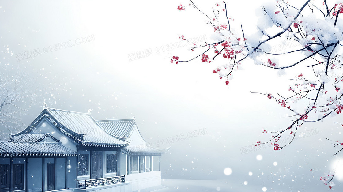 简约冬季花枝背景