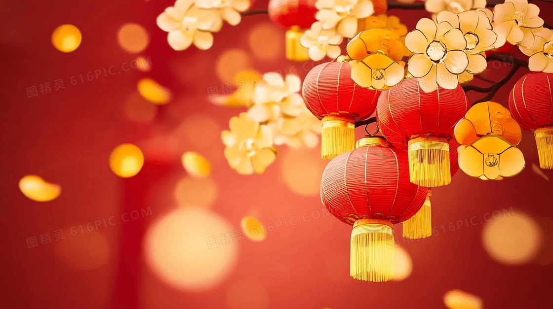 简约新年通用灯笼背景