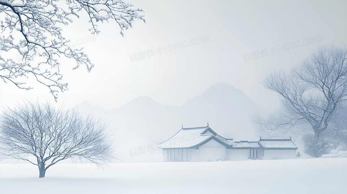 简约冬季屋檐背景