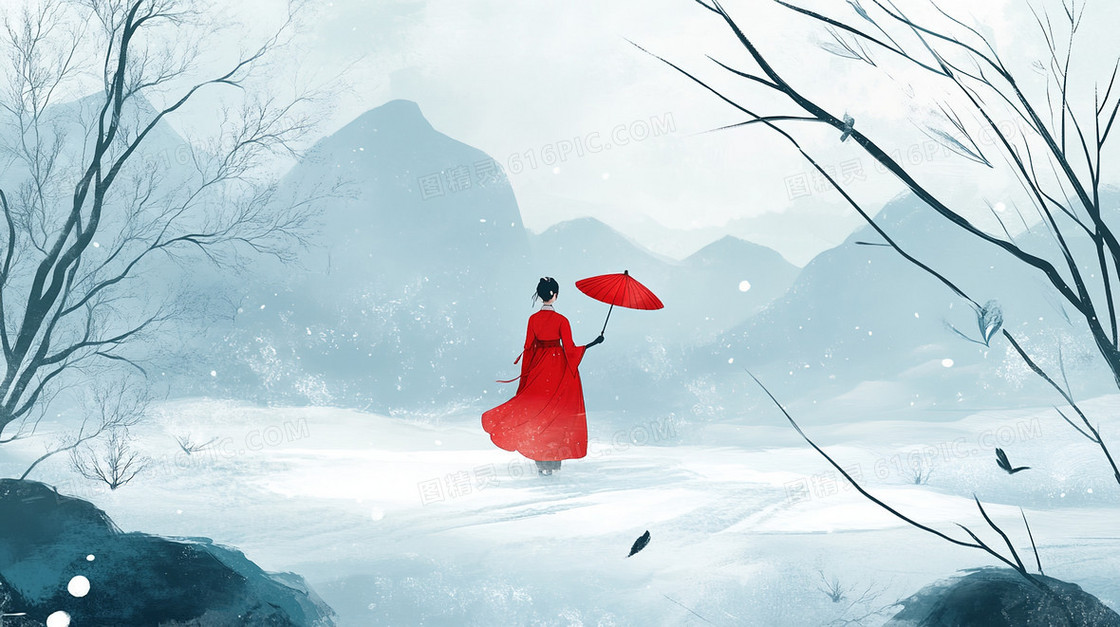 冬季古人观雪背景
