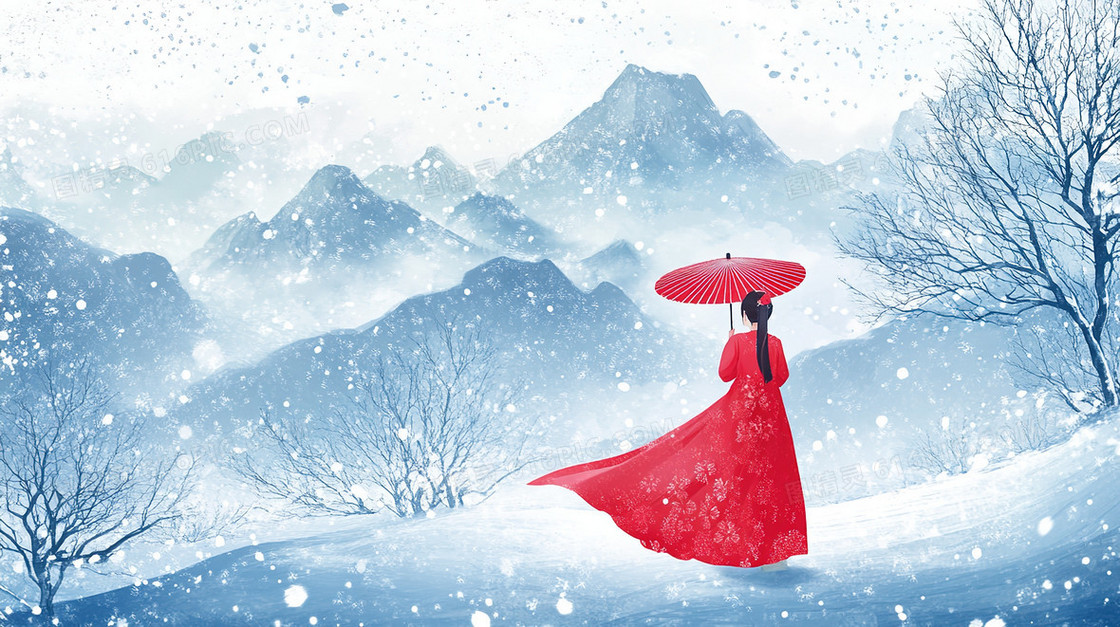冬季古人观雪背景