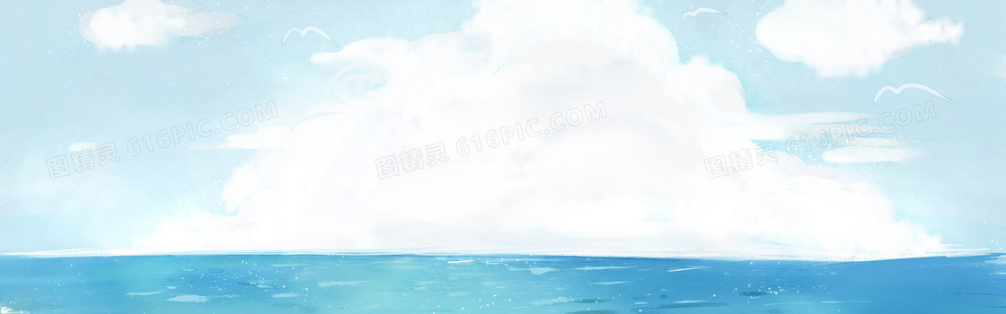 卡通蓝天白云背景图