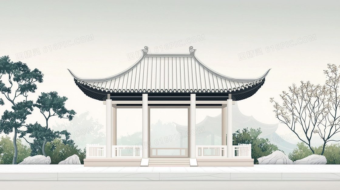 简约建筑亭子创意背景