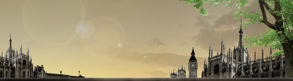 楼淘宝欧美建筑背景banner