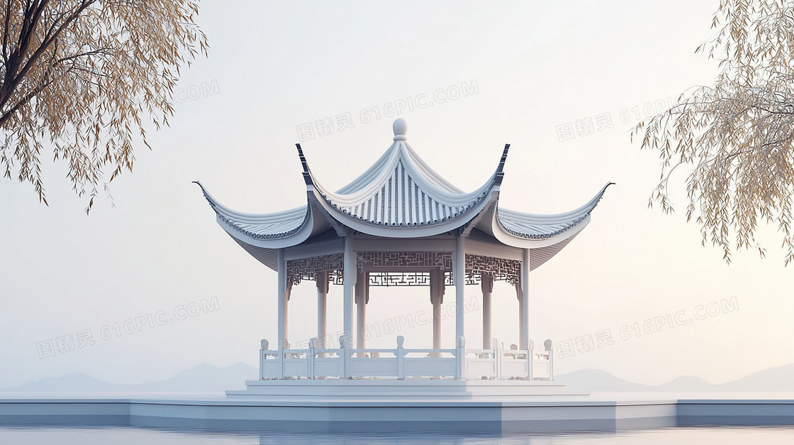 简约建筑亭子创意背景
