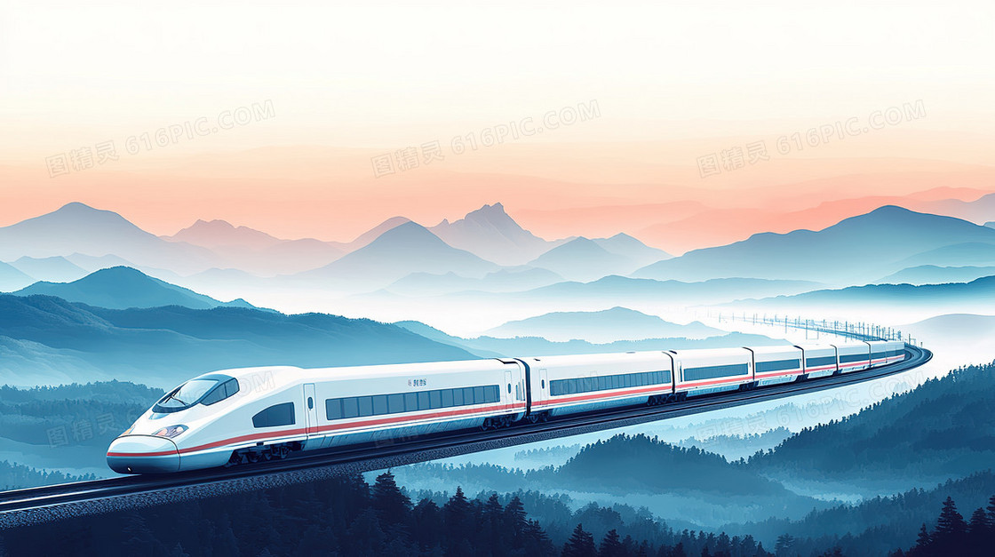 山岭之间高铁背景