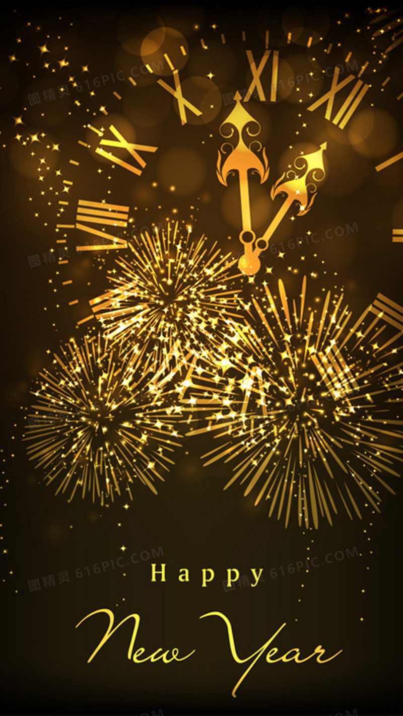 黑金元素新年快乐背景图