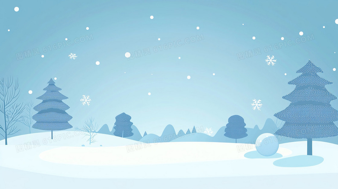 冬日雪地树木创意背景
