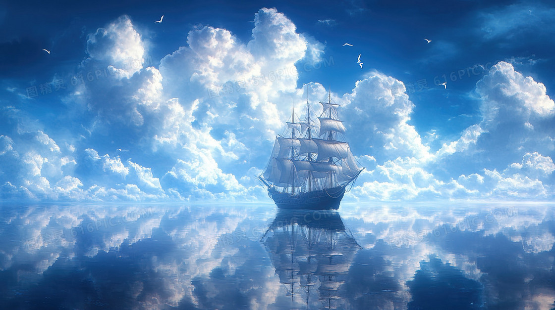 大气海上船只背景