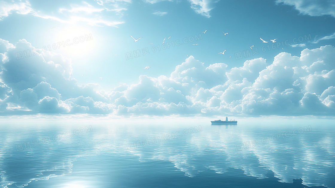 大气海上船只背景