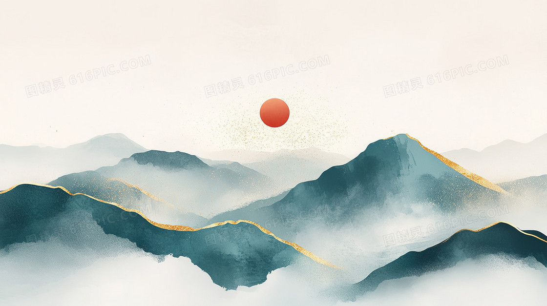 简约中国风山水背景