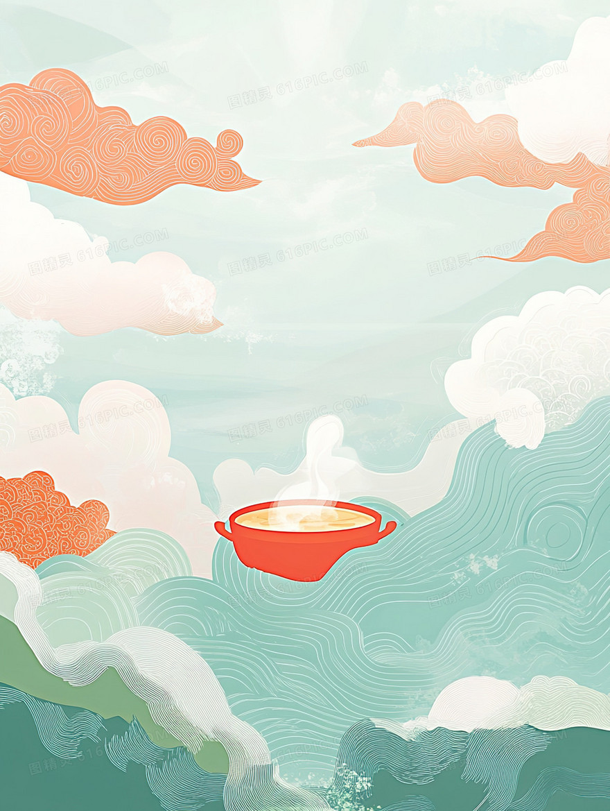 创意国潮食物背景