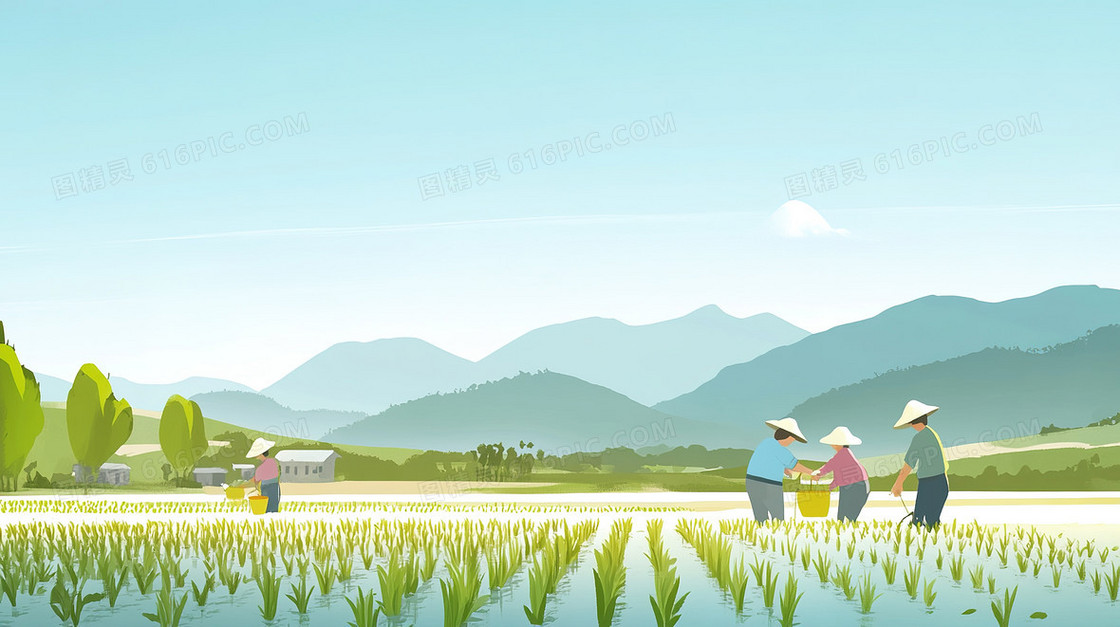 农民田里劳作背景