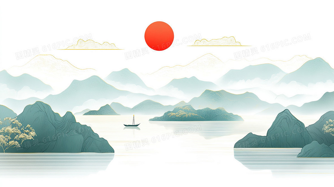 简约中国风山水背景
