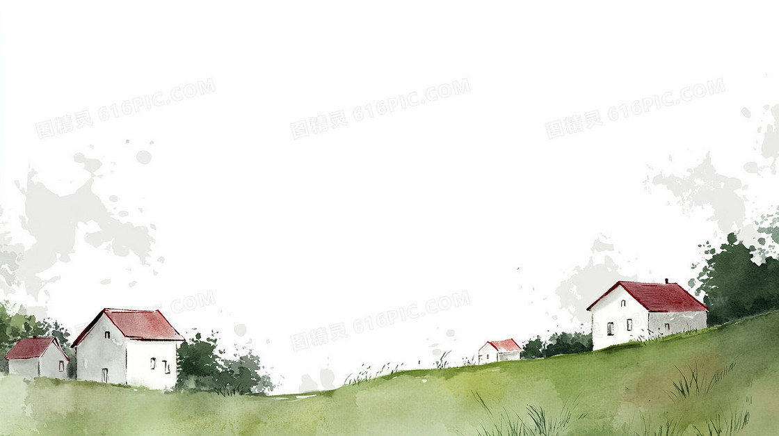 水彩乡村小屋背景