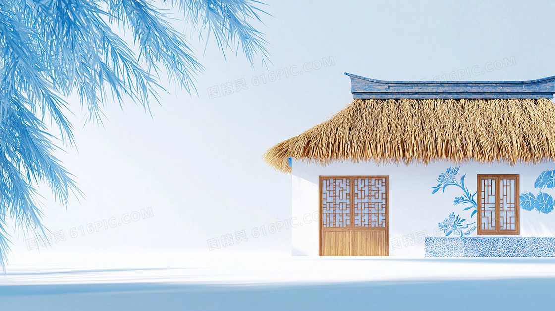 乡村草瓦房屋背景