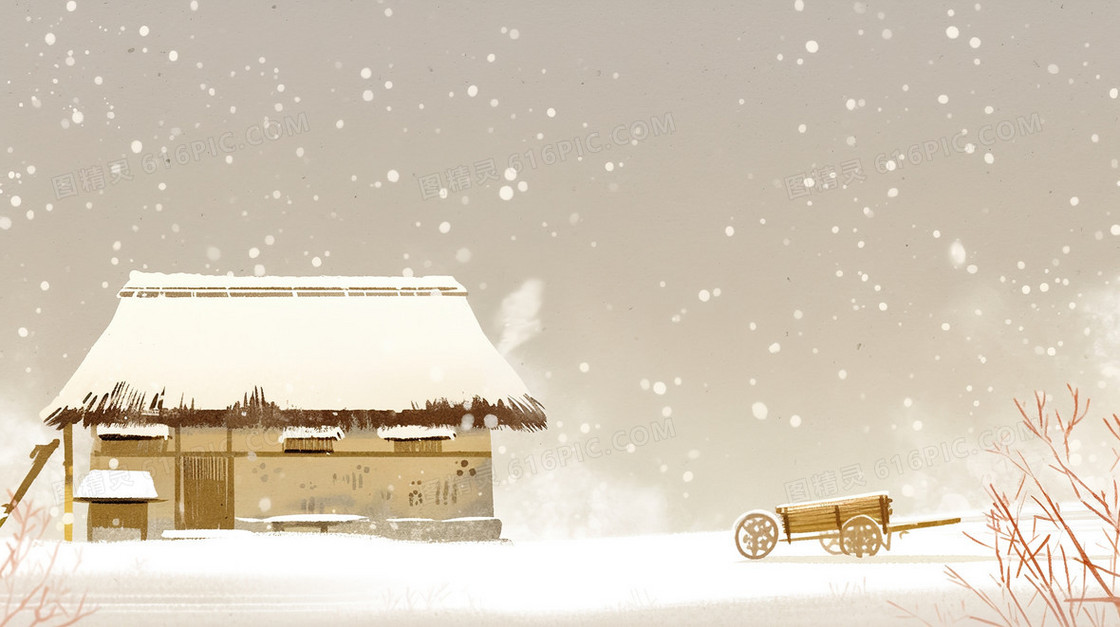冬季乡村积雪房屋背景