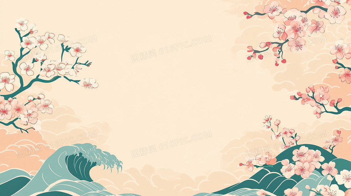 简约卡通海浪背景