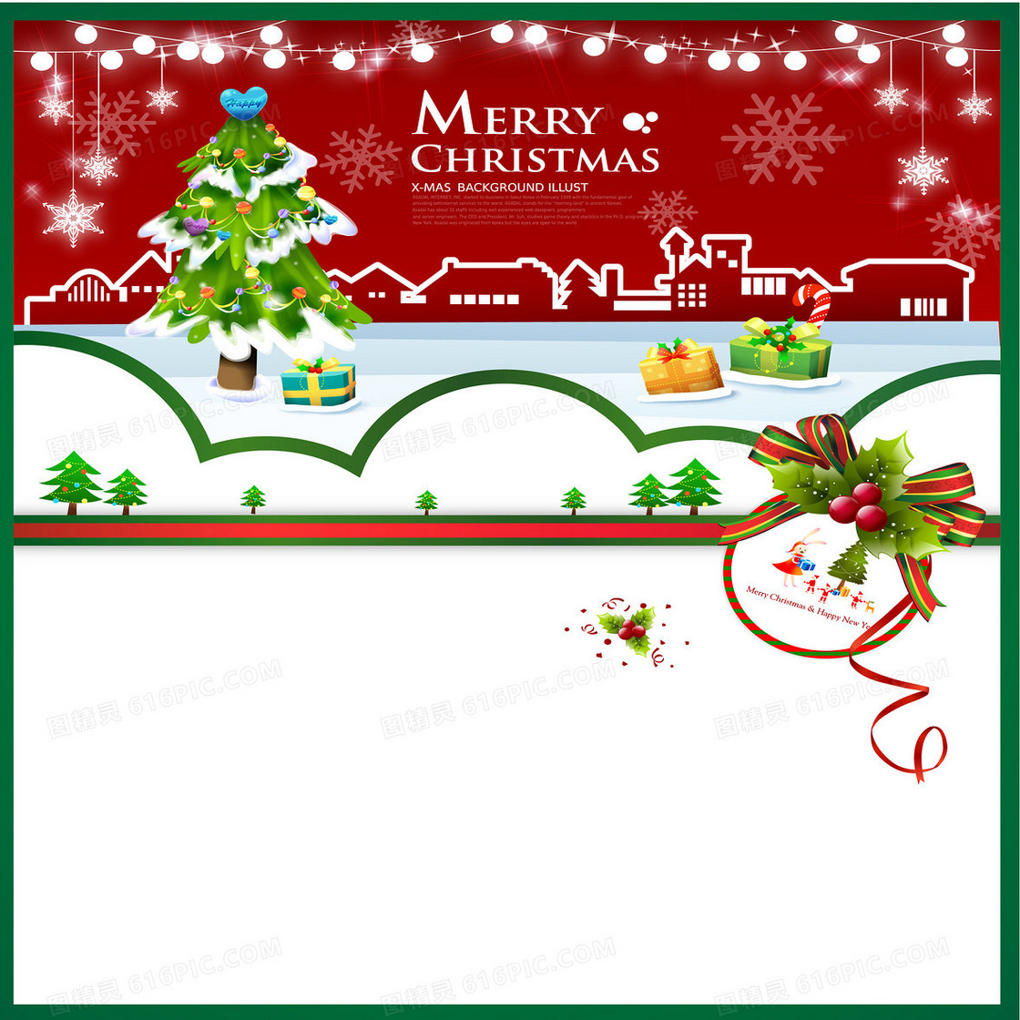 手绘圣诞装饰大雪背景素材