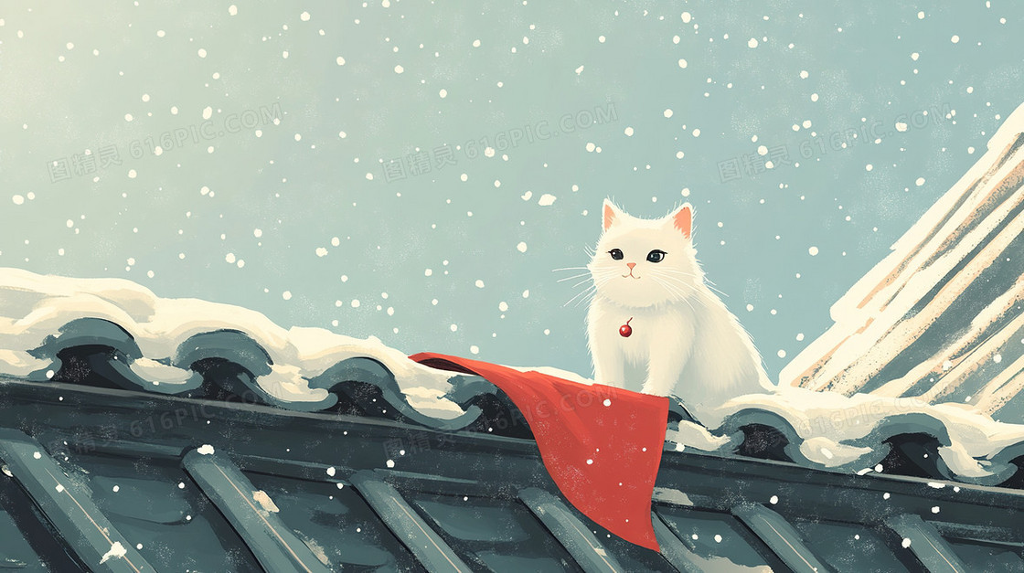 简约冬季猫咪背景