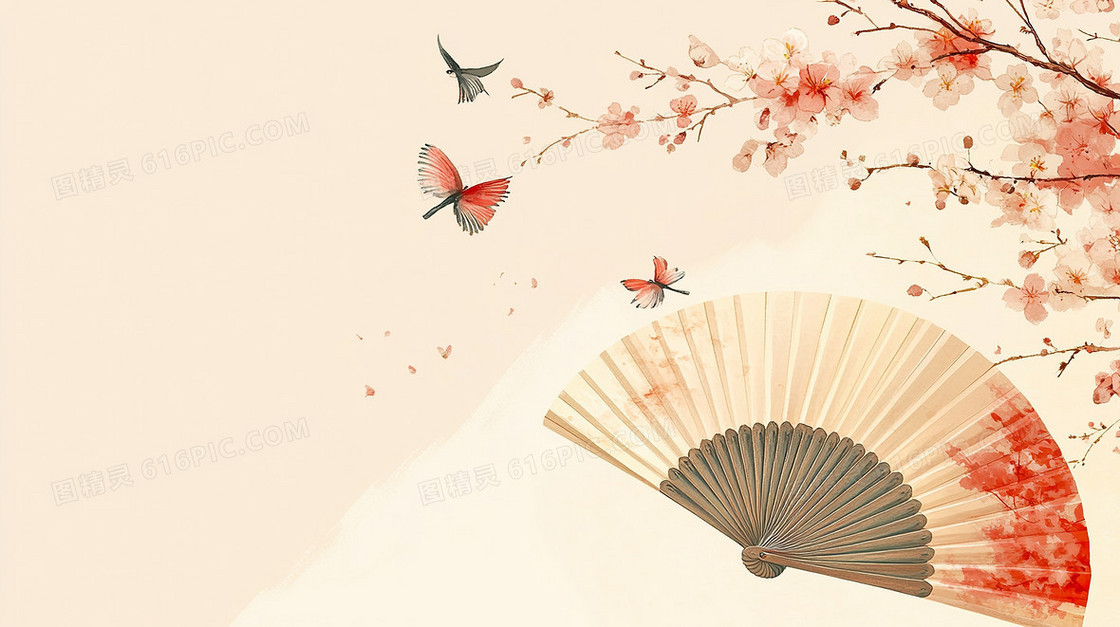 简约古风扇子背景