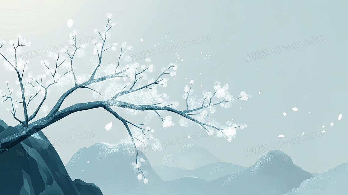 简约冬季树枝背景