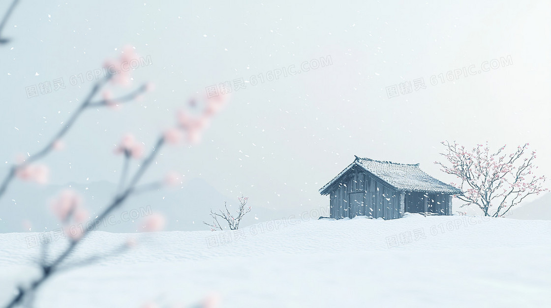 简约冬季雪景背景