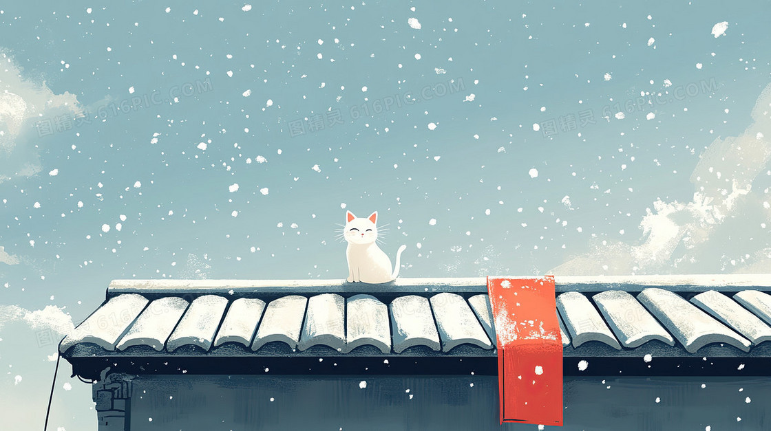 简约冬季猫咪背景